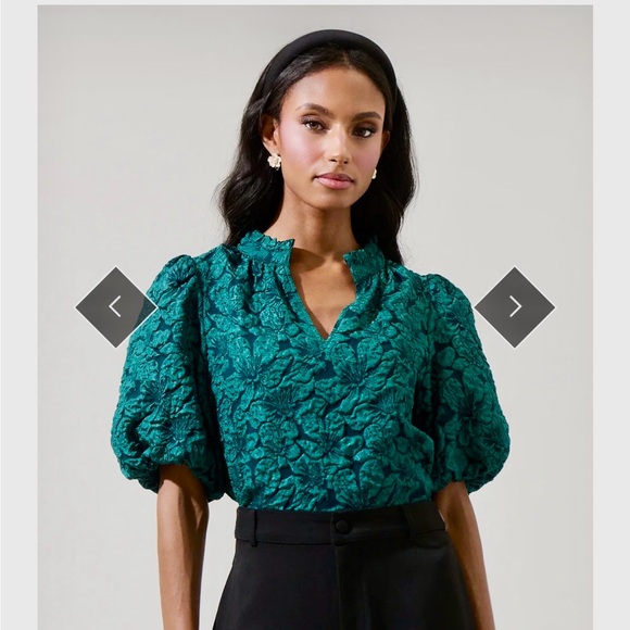 Sugarlips Teal Textured Blouse - Picture 3 of 5